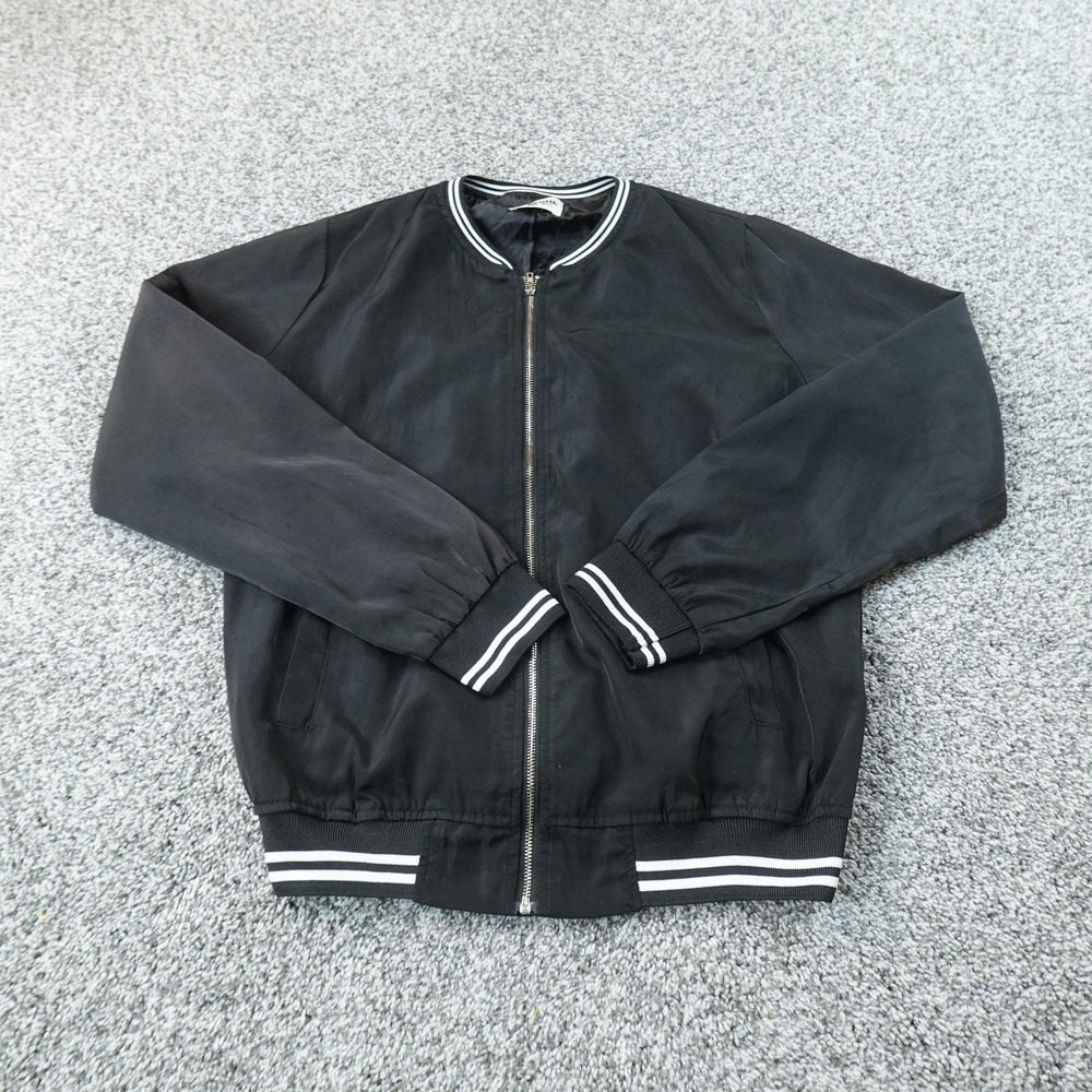 Show Me Your Mumu Jacket Womens S Black Bomber Blonde Embroidered Zip Varsity